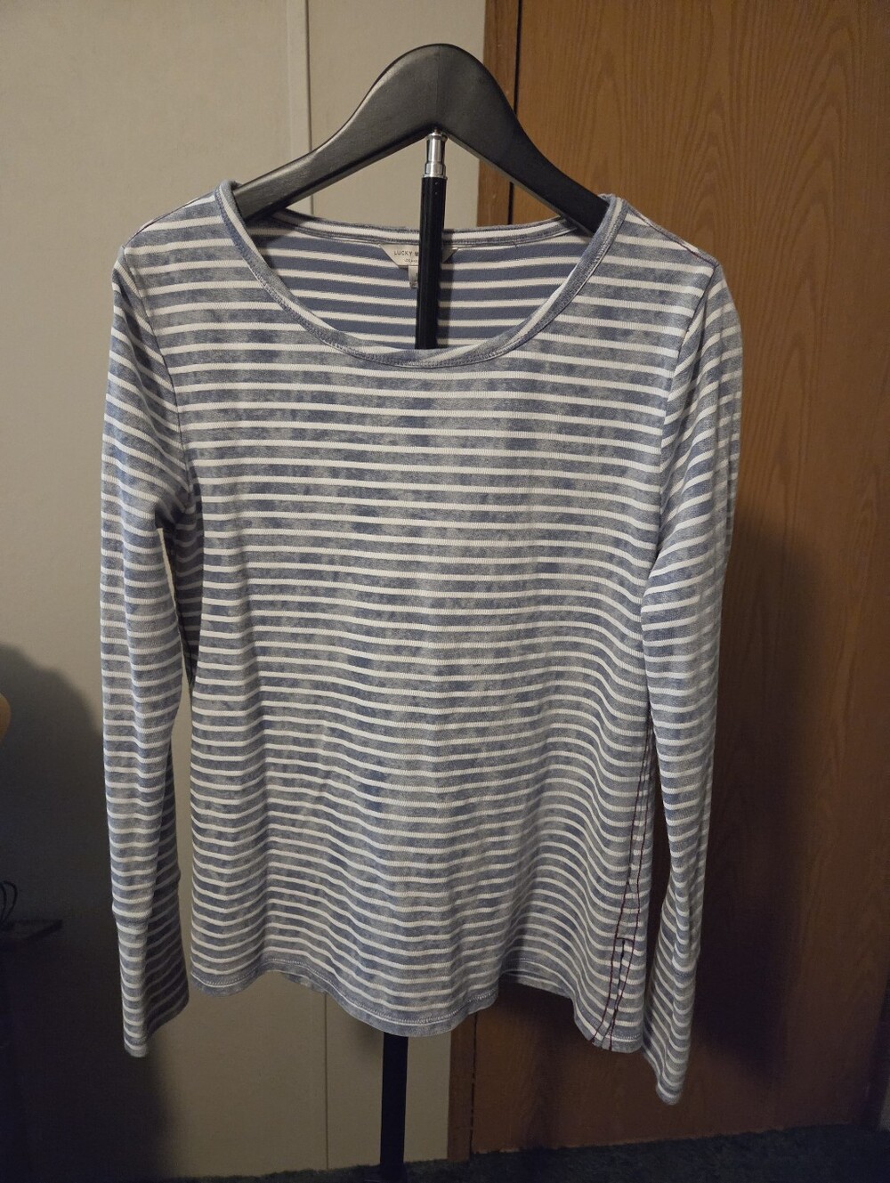 Lucky Brand Blue & White Striped Long-Sleeve Crewneck Tee